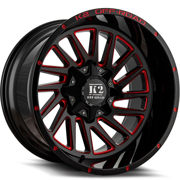 K2 OffRoad K17 Razorback Gloss Black with Red Milled Spokes