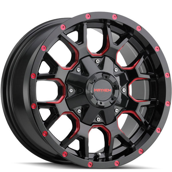 Mayhem 8015 Warrior Black with Prism Red Milled Spokes